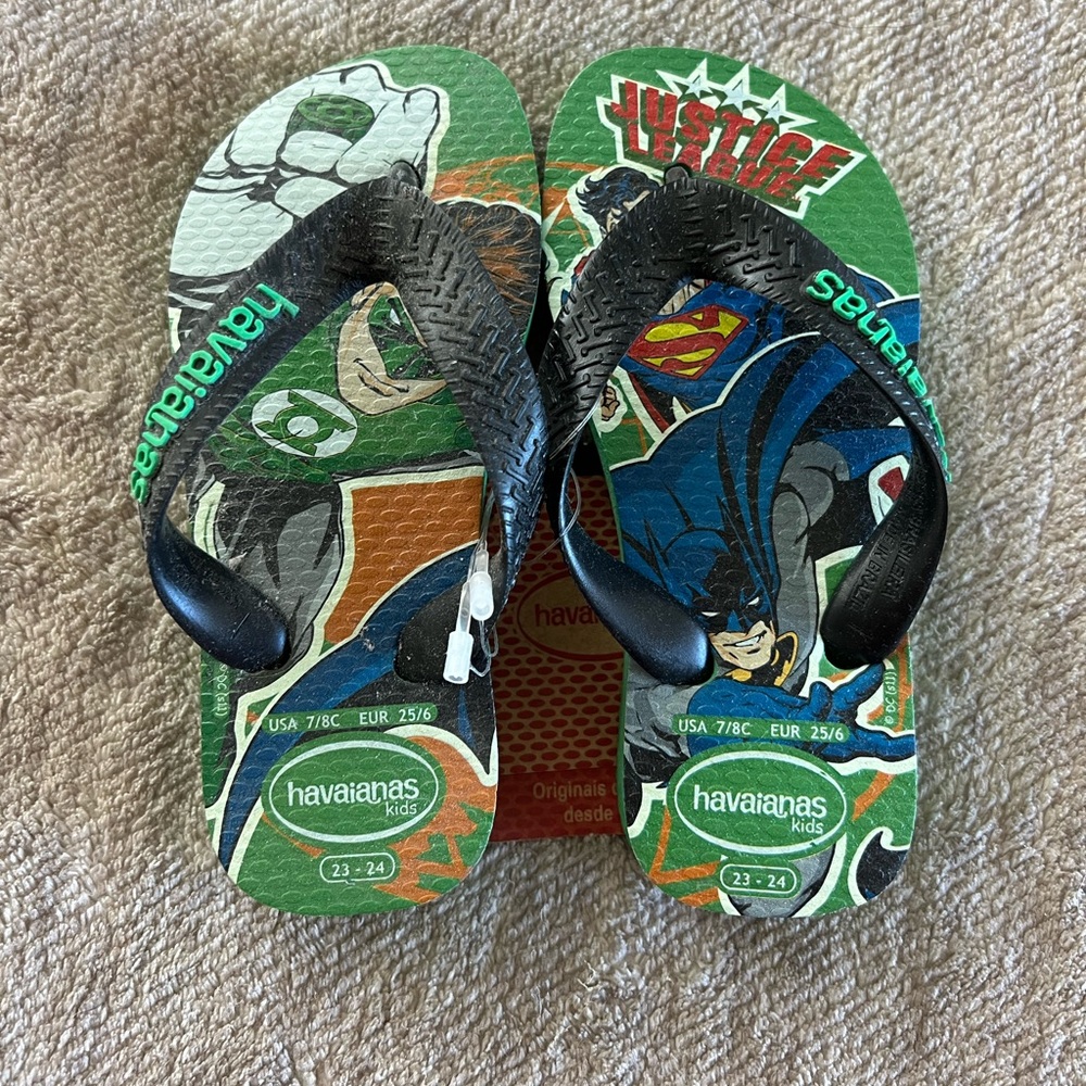 Havaianas Kids Flip Flop Green Justice League (Super Hero’s) Siz 7-8 (EUR 25/6)
